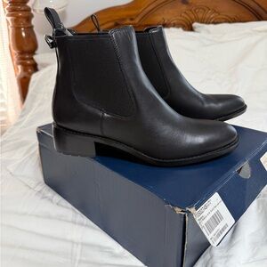 Cole Haan Black Leather Newburg Ankle Booties